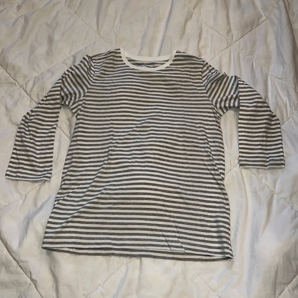 Muji long sleeve grey striped shirt